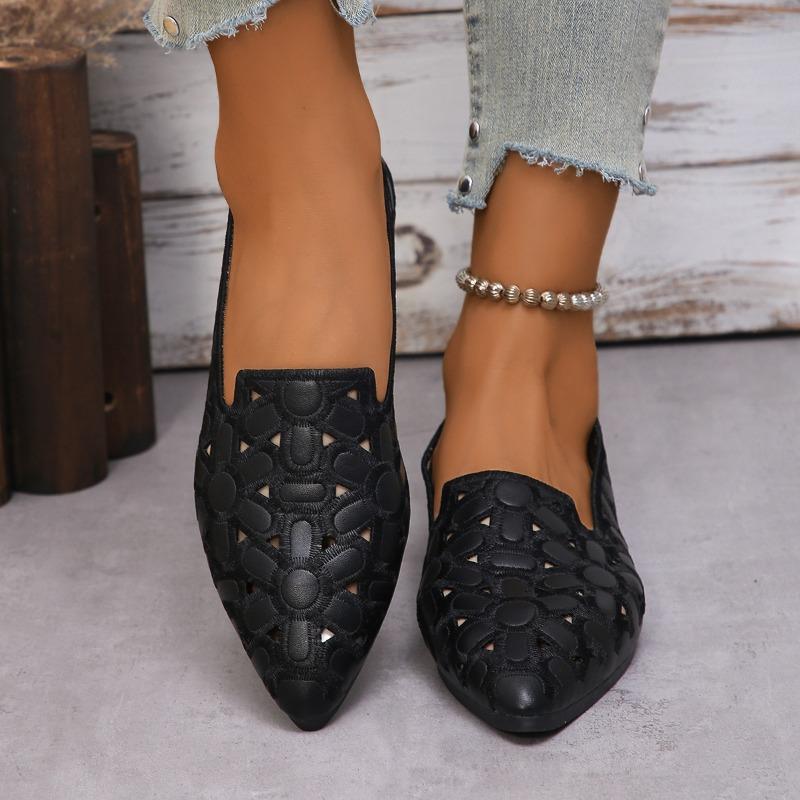 Женские однобортные туфли с острым носком и плоским дном, дышащие, с неглубоким носком