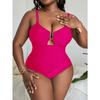 Европейский и американский новый большой размер однотонный полый тонкий тонкий спинка интегрированный купальник сексуальный бикини женщины