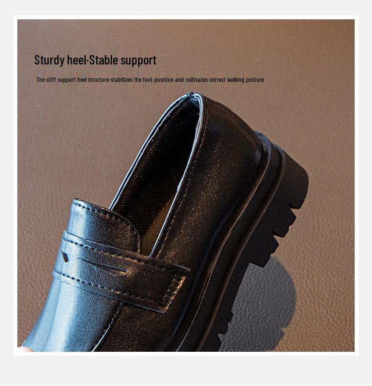 Детские черные кожаные туфли в британском стиле ретро для весны и осени 2025 года