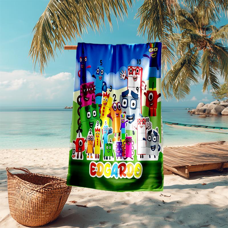 Personalized customized proof beach towel with Numberblocks pattern - soft, absorbent,quick-drying,perfect swimming,camping&bathing