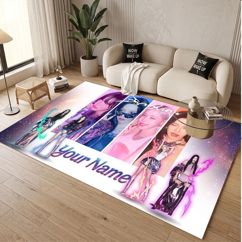 Custom Name Crystal Velvet Rug,aespa Comfortable Anti Slip Floor Mat For Room Decoration