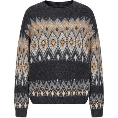 Женский вязаный свитер Anna & Co с узором Fair Isle, шипами и спущенным плечом
