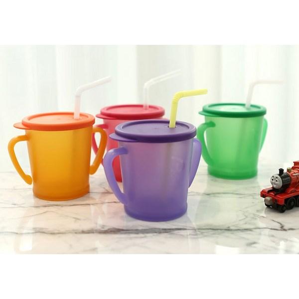 Agaphra Magic Straw Cup 300ml, 2 Packs, Purple, Green