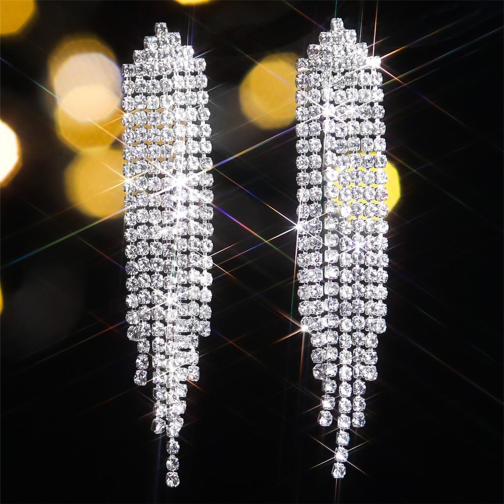 Temperament Luxury Long Tassel Earrings Shiny Elegant Tud Earrings Women's Earrings