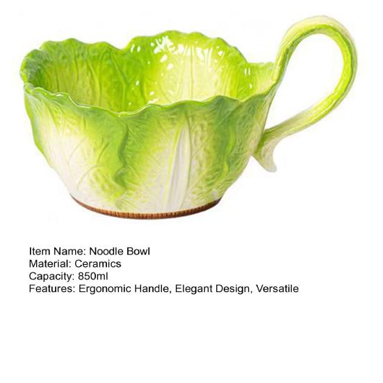 Ceramic Noodle Bowl Creative Cabbage Shape Serving Bowl Cartoon Vegetable Tableware for Noodles Soup Salads