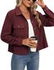 2024 Trendy Women's Casual Corduroy Crop Jacket: European & American Style Button-Up Cardigan