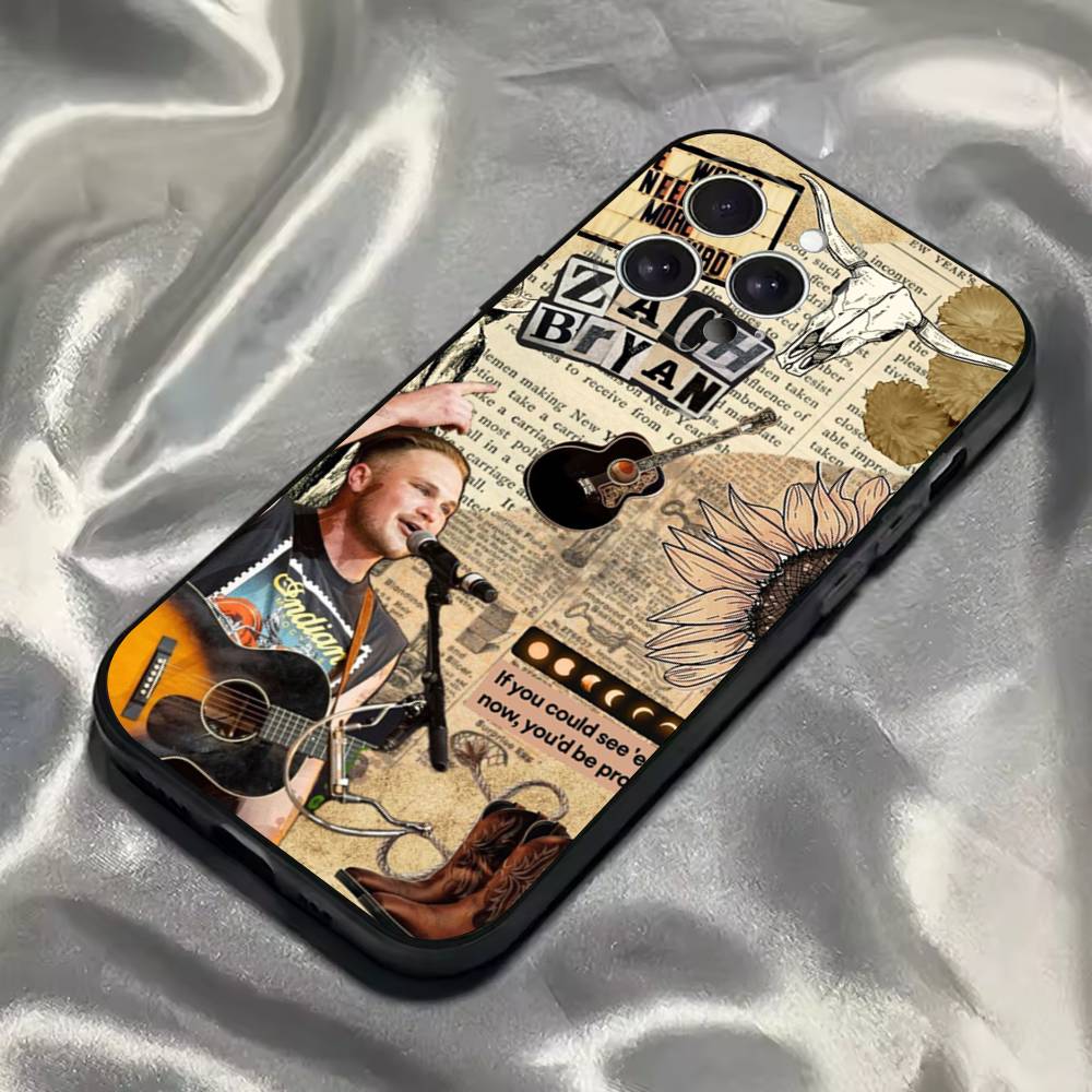 Чехол для телефона singer Z-Zach Bryan для iPhone 16,15,14,13,12,11,Pro,Max,Plus,X,XS,SE4,E,Mini, Мягкий черный чехол