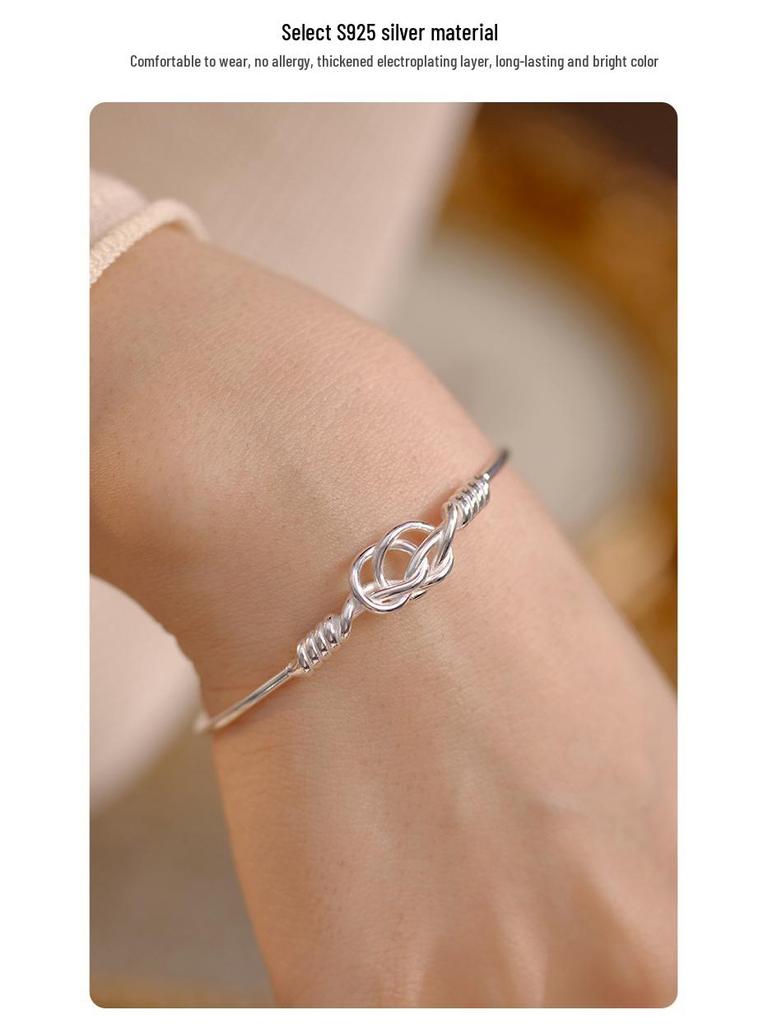 Браслет Banyan Tree из серебра 925 пробы с геометрическим узлом, женский, ретро, открытый, подарок