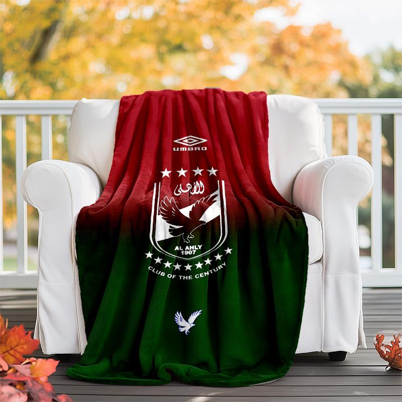 1pc Al Ahly FC Theme Blanket - Digital Print, Polyester, Cozy for All Seasons, Perfect for Outdoor, and Travel