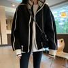 Women's Fleece-Lined Stand-Up Collar Baseball Jacket: Autumn/Winter Loose Fit, Casual Petite Sweatshirt Style