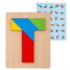 Wooden T-Puzzle & Tangram Set: Four-Piece Educational Toy for Memory and Intelligence Development