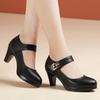 Модные туфли на высоком каблуке на платформе 2024 весна осень новые модные туфли с пряжкой сплошного черного цвета женские туфли из искусственной кожи темперамент элегантная модель