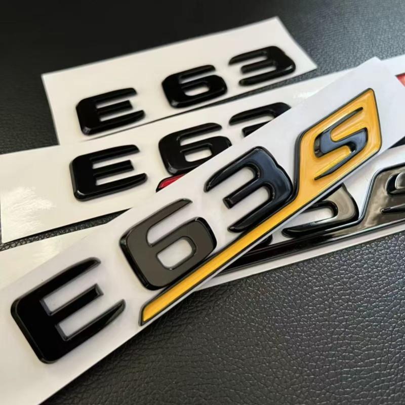 Suitable for ABS Black Auto Letter E63 E63S Logo Logo Sticker Car Luggage Badge Decal Mercedes Benz E63 E63S W213 Accessories PT5