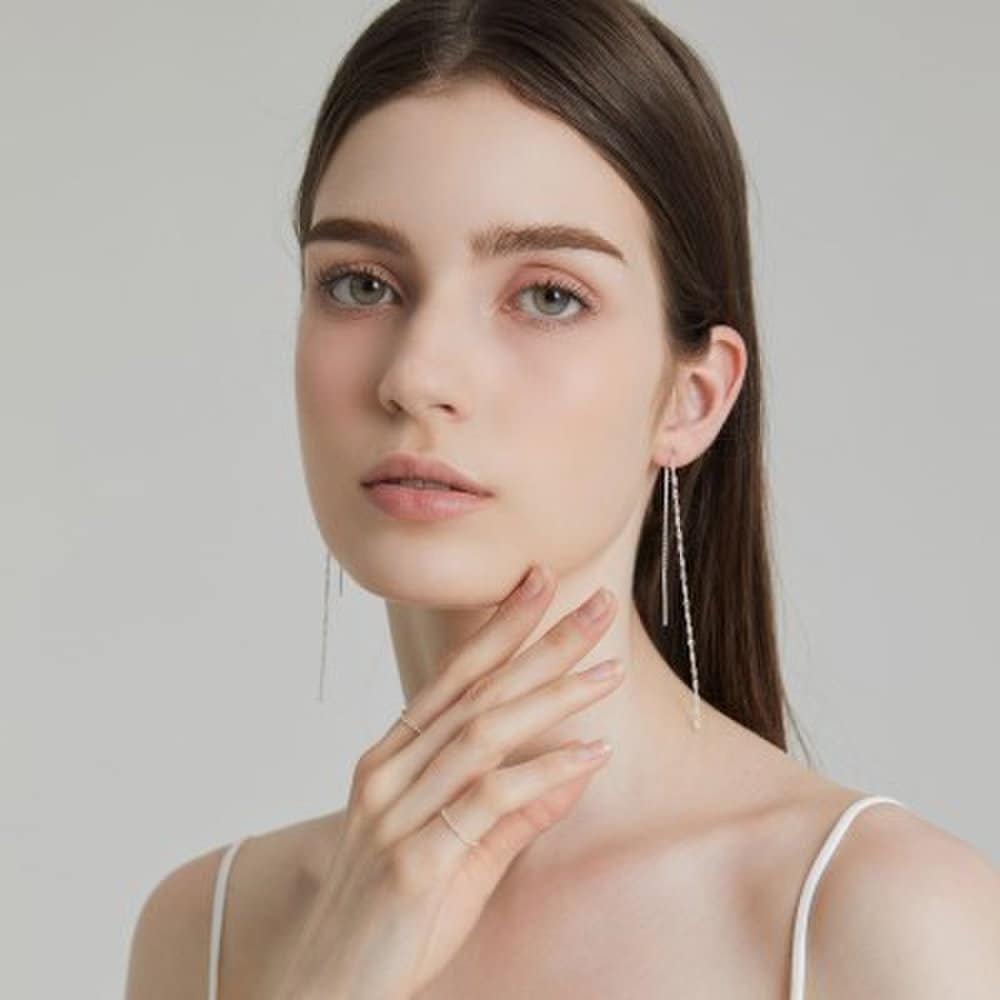 925 Silver Twinkle Chain Long Drop Earrings