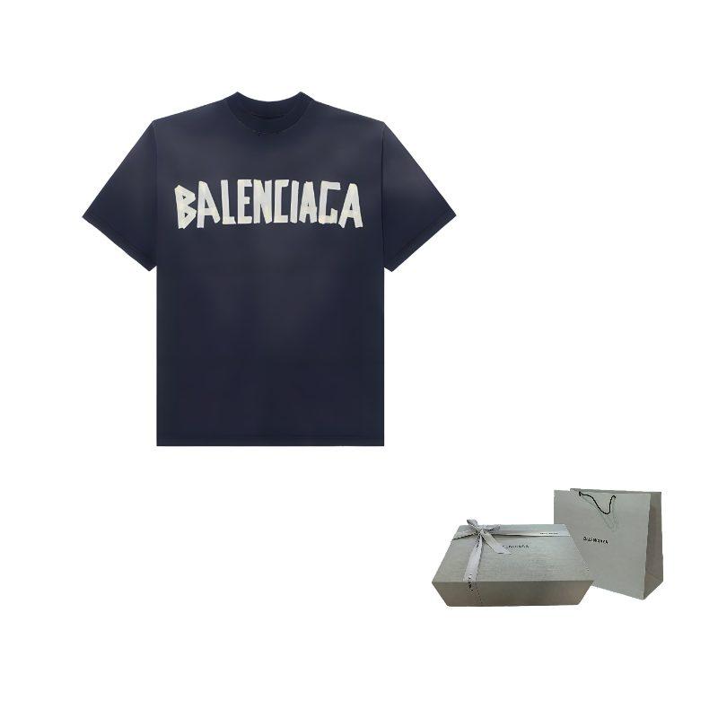 Balenciaga Мужская футболка с лентой, средняя посадка, выцветшая черная 739784TOVA91055