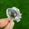 Натуральный Лабрадорит Полумесяц Безель Обещание Кольцо на День Рождения 925 Стерлинговое Серебро