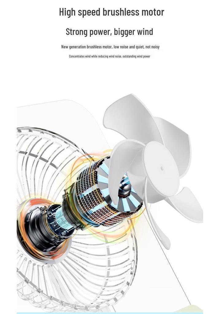 Three-Speed Transparent Folding Desktop Fan with USB Charging