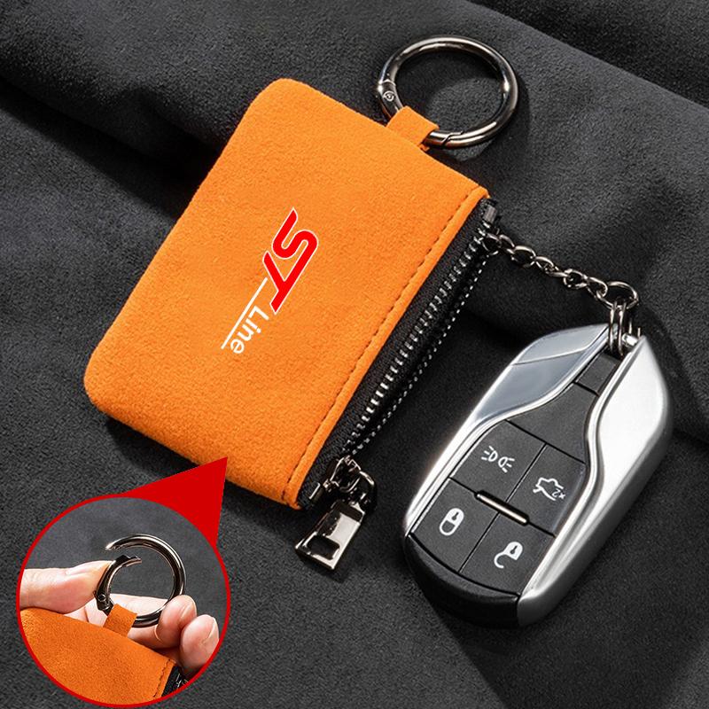 Car Key Bag Suede Coins Wallet Mini Card Pouch For Ford Focus 2 Fiesta Mondeo Fusion Escape Edge Ecosport Kuga ST LINE Accessory