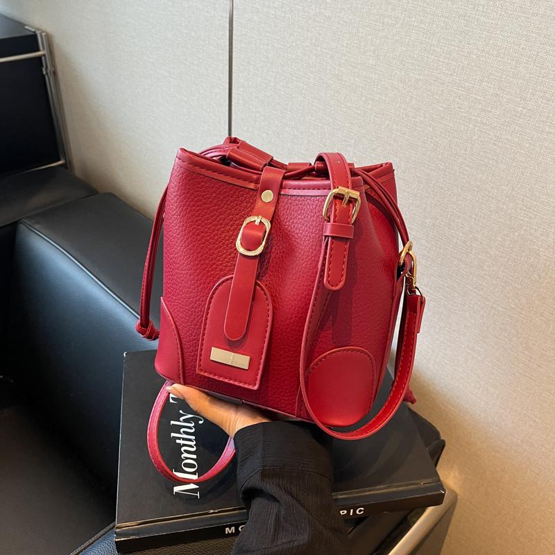 Осенняя винтажная сумка-ведро для женщин, высококачественные текстурированные сумки через плечо с завязками, женская повседневная сумка для поездок на работу