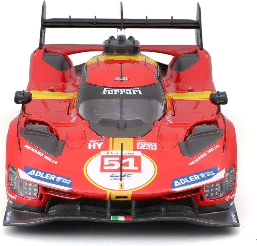 Bburago Scale Model Ferrari 499P 2023 Model Compatible with Antonio Fuoco Race Car Model - 1/18 #51 (Winner)