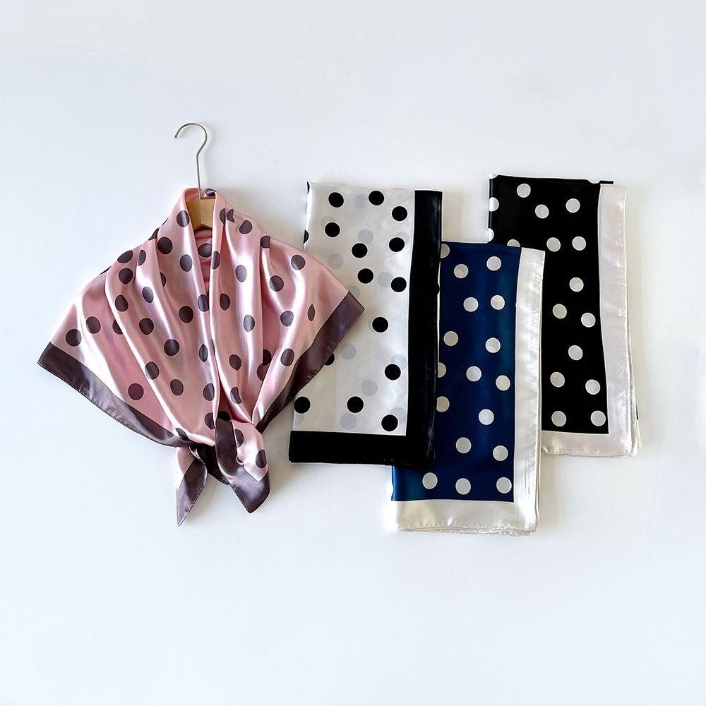 Printed Small Square Scarf Geometric Shape Hair Scarf Elegant Polka Dot Silk Scarf Women