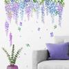 1PC Purple Rattan Wall Stickers Removable Vine Branches Green Plant Leaves Flower Wallpaper Decal DIY Mural for Home