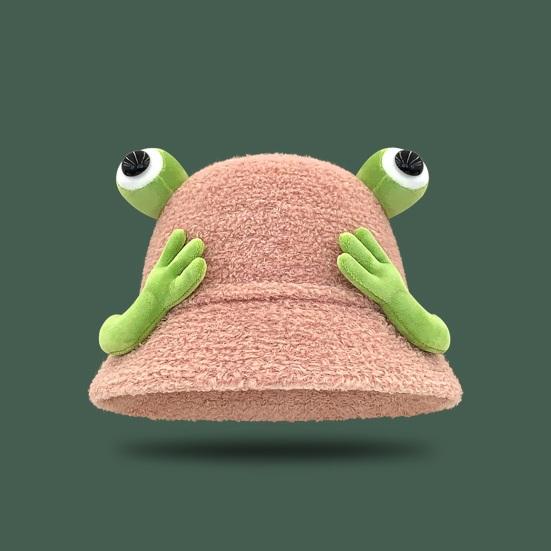 Зимняя панама мультяшного дизайна с 3D лягушкой, утолщенная плюшевая шляпа рыбака, женский аксессуар для активного отдыха