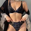 Women Deep V Underwear Set Sexy Lace Embroidery Bra Set French Ultrathin Bralette Fashion Lingerie Push Up Brassiere Panties Set