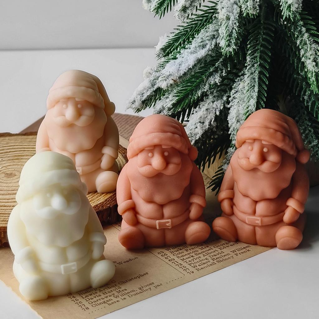 DIY Santa Claus Silicone Mold Handmade Aroma Candle Gypsum Ornaments Molds Christmas Decoration Candle Making