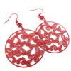 [P7391] - Red 'Butterflies' Designer Earrings - 60x45 Mm