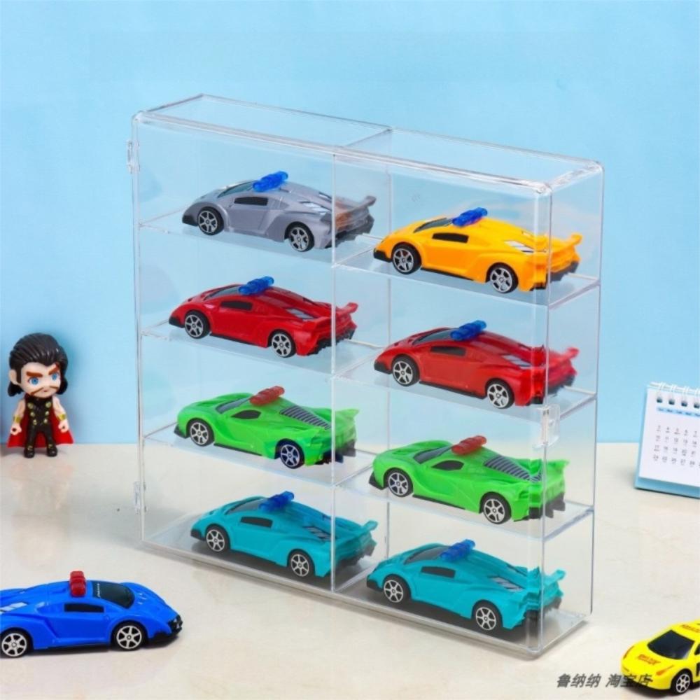 1/4pcs Dustproof Car Display Box 8 Grid Transparent Car Storage Box Acrylic Cabinet Rack Kids