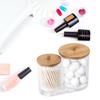 Qtip Holder Dispenser with Bamboo Lid Cotton Ball Pads Swabs Holder Jar Bathroom