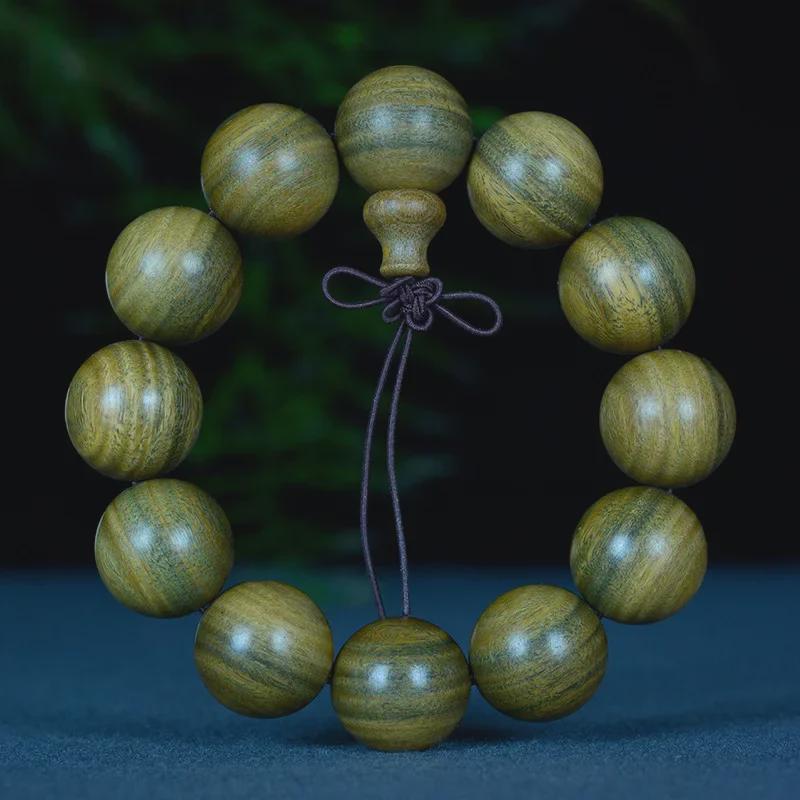 Браслет из 108 бусин из аргентинского зеленого сандала для мужчин и женщин - ручная работа, буддийская нить с прямым волокном.