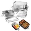 Stainless Steel Lunch Box Stackable Bento Box for Soup Salad Leftover Meals Portable Reusable Meal Prep Container for Home Work Travel Outdoors