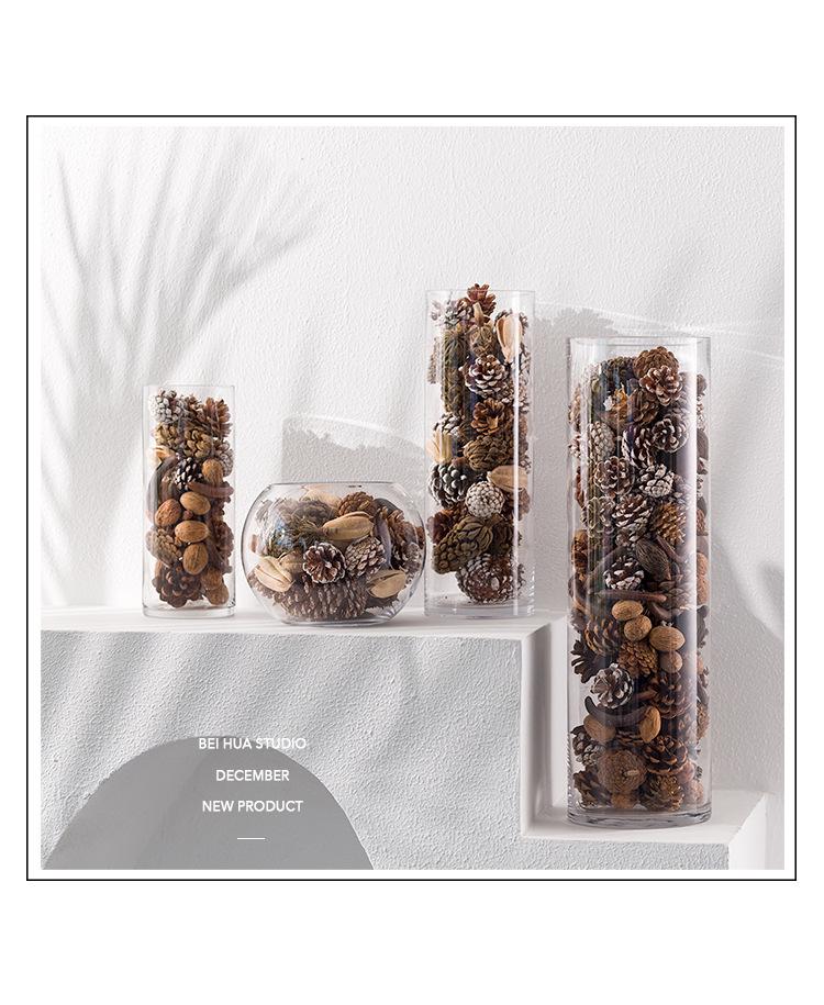 Natural DIY Pine Cone & Dried Flower Glass Bottle Ornament Set