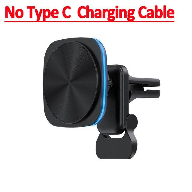 RGB Magnetic Car Phone Holder Stand 30W Wireless Charger Car Mount For iPhone 14 13 12 Pro Max Car Fast Charging Station Macsafe