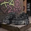 Gothic Ankle Rock Boots Woman Metal Decor Platform Sneakers New Punk Style Women Shoes Lace-up Shoes