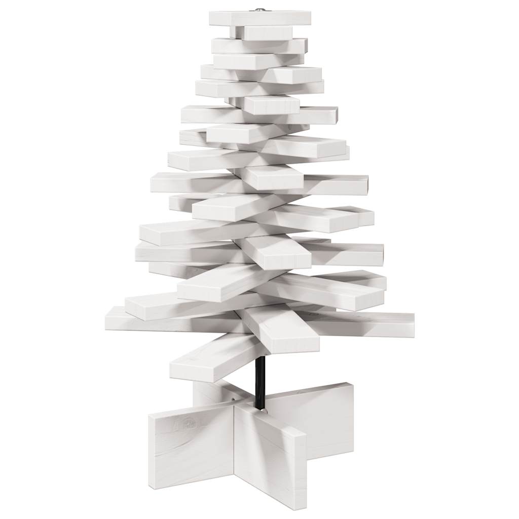 White Wooden Christmas Tree for Decoration 60 cm Solid Pine Wood