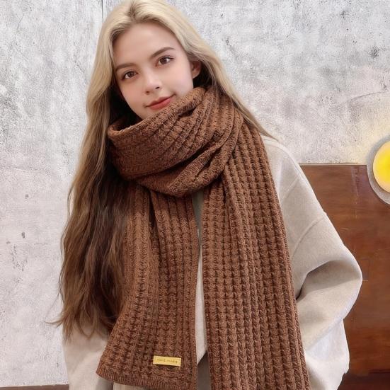 Women Scarf Thickened Warm Solid Color Scarf Autumn Winter Versatile Comfortable Knitting Long Scarf Fashion Accessory