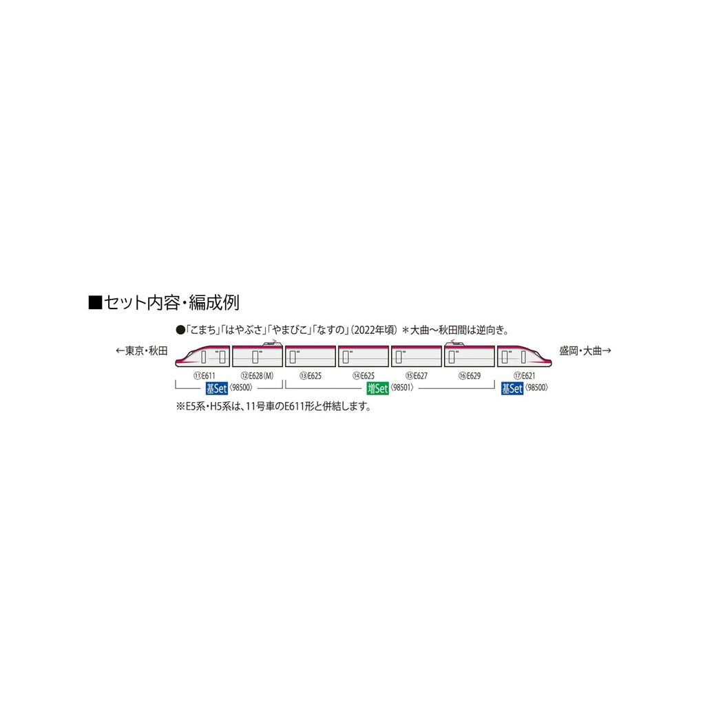 TOMIX 98500 N Gauge JR Series E6 Akita Shinkansen Komachi Basic Set Model Train 98501 Add-on Set