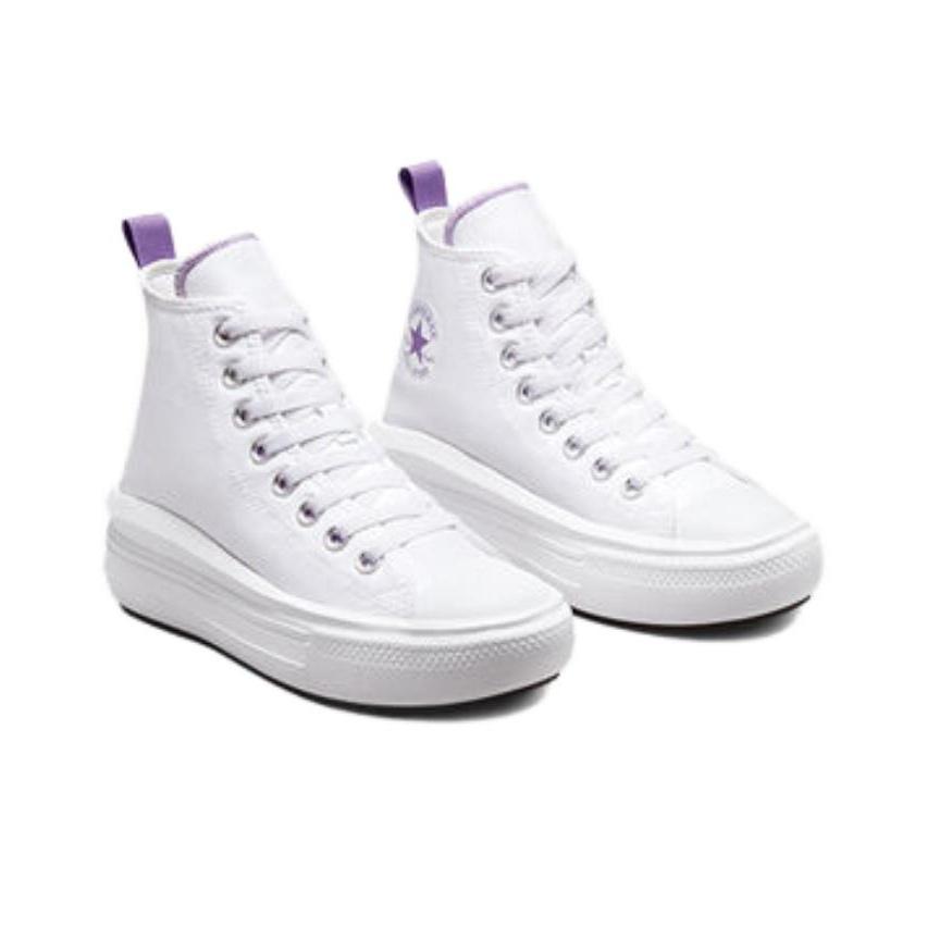 Converse Chuck Taylor All Star Move Platform GS White Pixel Purple Kids Sneakers A03667C