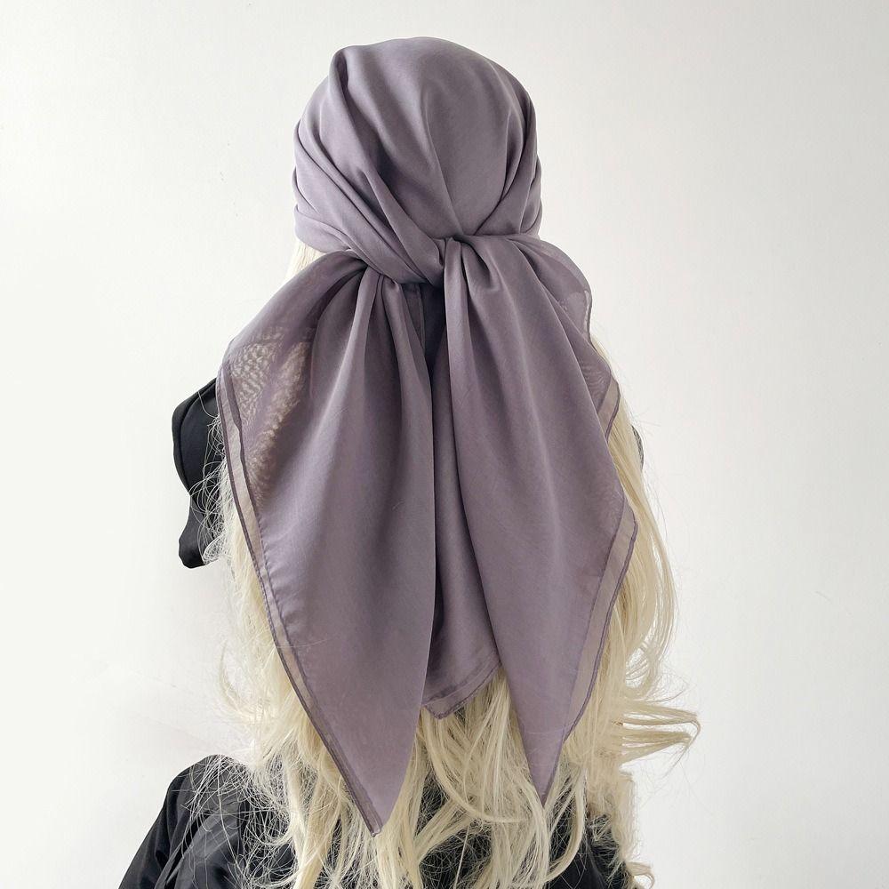 Solid Color Silk Scarves Thin Soft Fabric Bandana Scarf Elegant Square Scarves  Head Covering