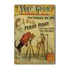 US Vintage Retro Tin Sign Door Wall Hairy Pussy Funny Cat Metal Bar Pub Poster