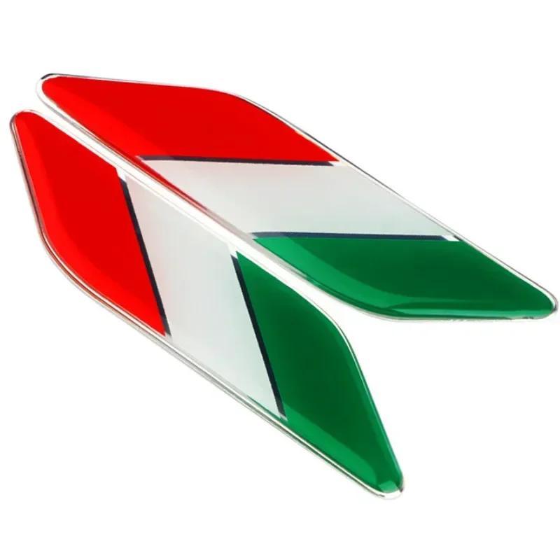 2Pcs Metal Italian National Flag Side Fender Emblem Badge Decals Car Sticker Accessories For Fiat Alfa Romeo 159 147 156 Abarth vmo895