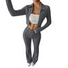 Womens 2-Piece Tracksuit Set Short Hoodie Jacket Straight Pants Streetwear Casual All Season