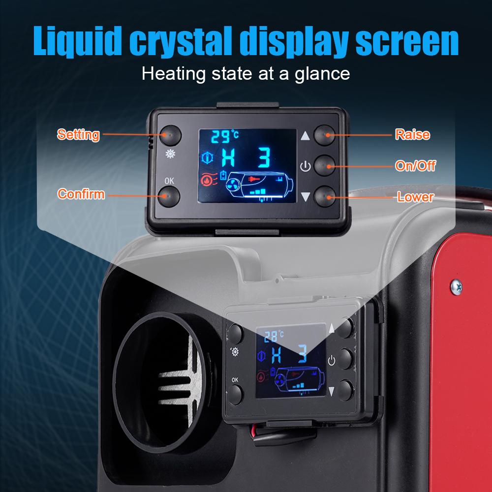 Дизельный воздушный отопитель 12В и 24В Все-в-одном Автомобильный отопитель с ЖК-переключателем Глушитель Пульт дистанционного управления или Автомобильный грузовик Лодка Дом на колесах Парковочный дизельный отопитель 5-8 кВт