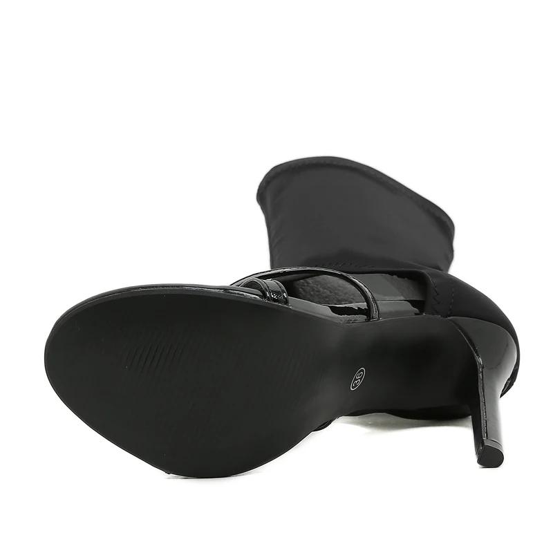 Сексуальные весенне-осенние эластичные ботильоны на высоком каблуке, женские сандалии, модные туфли-лодочки с открытым носком и ремешком на щиколотке, туфли для танца на пилоне