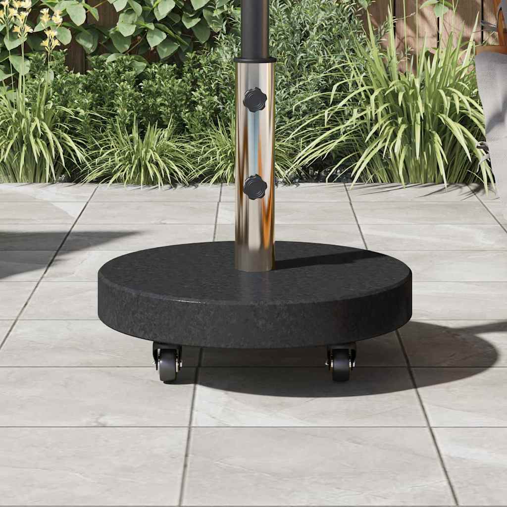 30 kg Black Granite and Stainless Steel Round Sun Umbrella Base