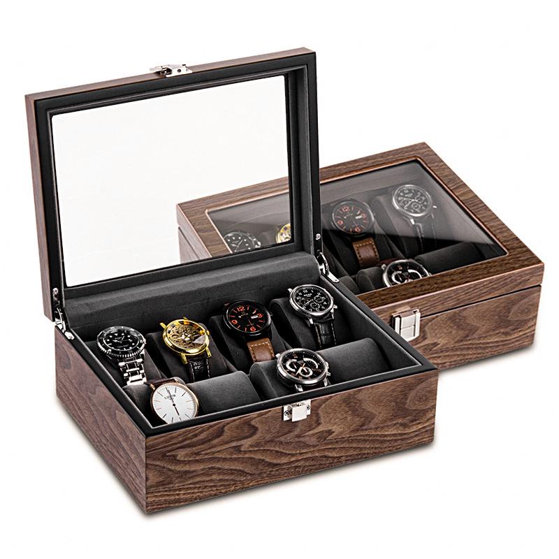 Walnut Wood Watch and Jewelry Organizer Box - Storage for Wristwatches, Bracelets, and More