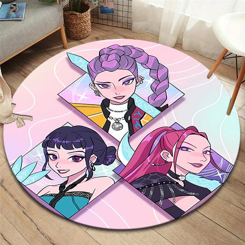 Kpopdemonhunters Круглый ковер, Ковер для гостиной, спальни, дивана, игровой комнаты, Декор, Нескользящий коврик для пола